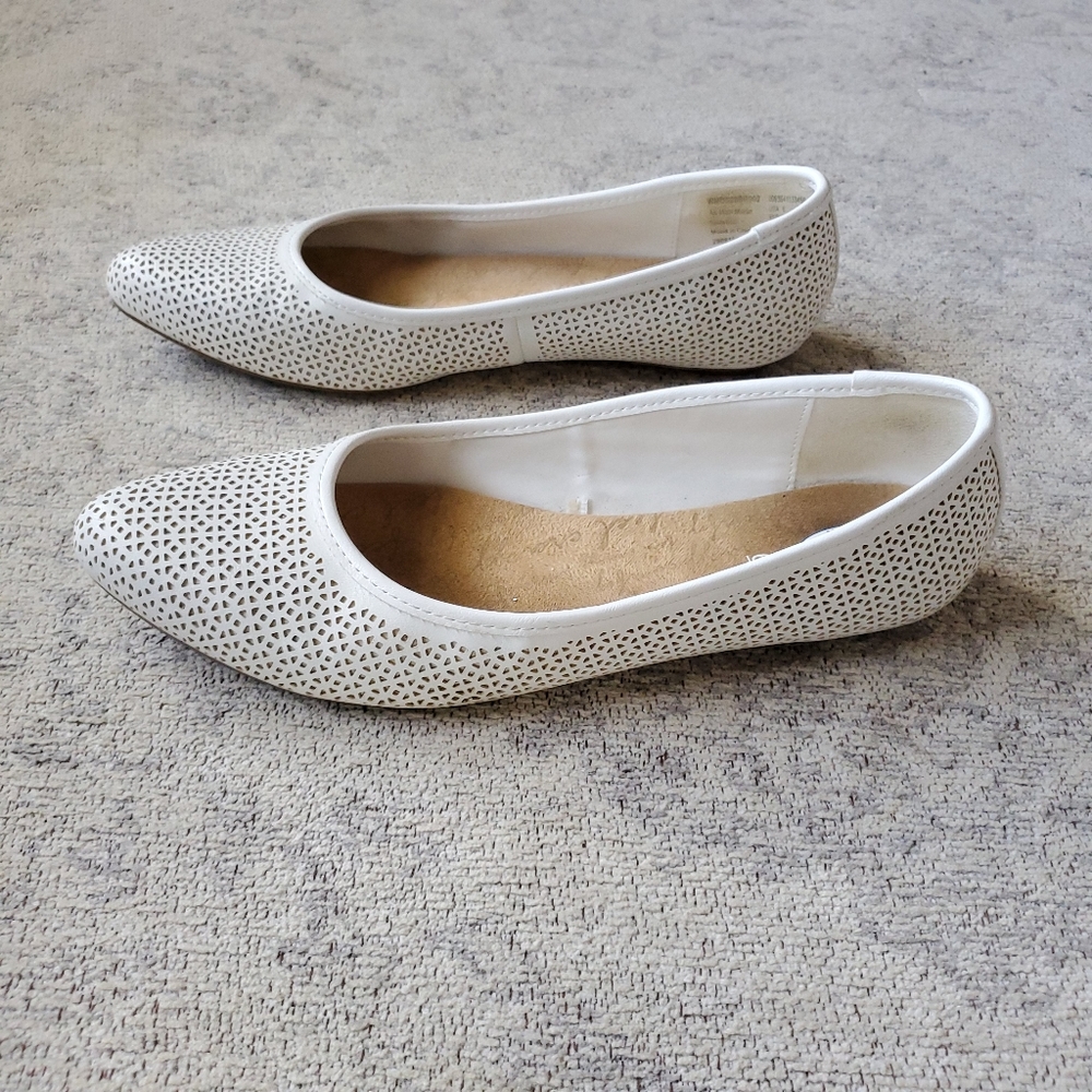 Dr. Scholl's perforated white flats